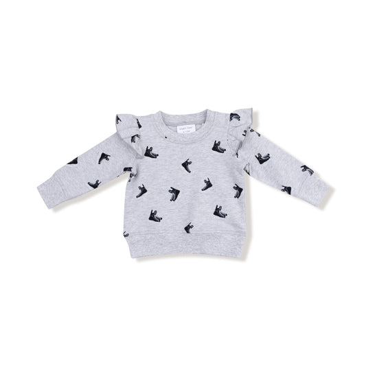Ruffle Sweatshirt With Hockey Skates Print For Winter Angel Dear Everetts Place: Online Boutique
