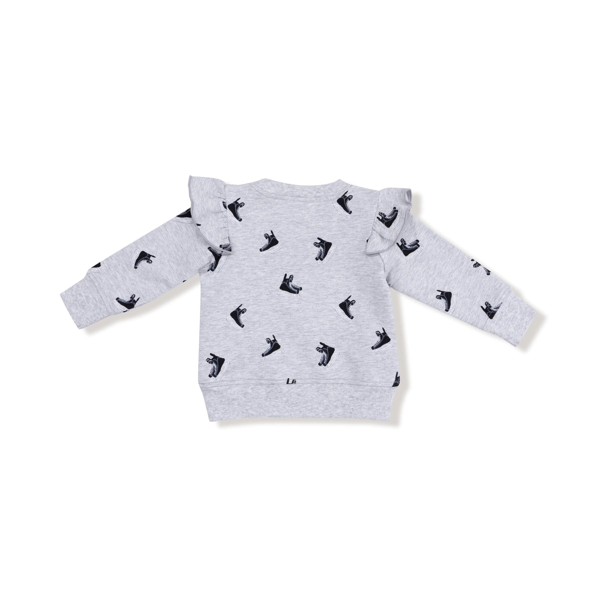 Ruffle Sweatshirt With Hockey Skates Print For Winter Angel Dear Everetts Place: Online Boutique