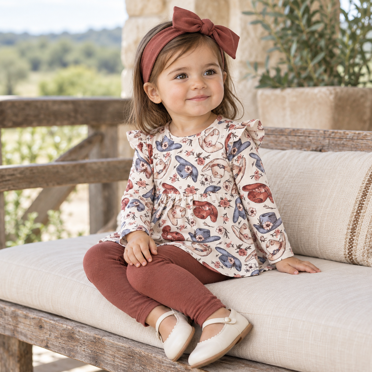 Bamboo Top, Cotton Pants Two-Piece Set, Wildflower Rodeo by Tesa Babe