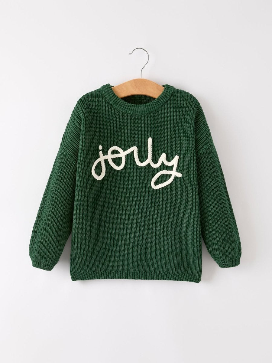 Rylee Faith Designs Rylee Faith Christmas Green Jelly Girls Pullover Sweater - Everetts Place Boutique - 