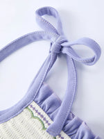 Rylee Faith Designs Spring Purple Floral Embroidered Smocked Bow Girl Dress - 