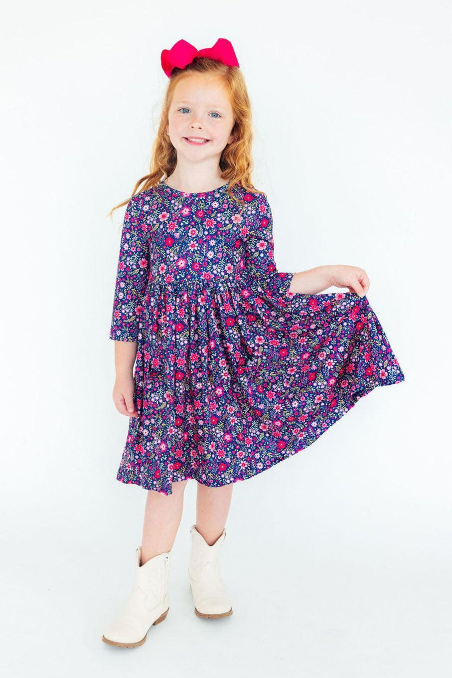 Flower Farm 3/4 Sleeve Pocket Twirl Dress by Mila & Rose ® at Everetts Place