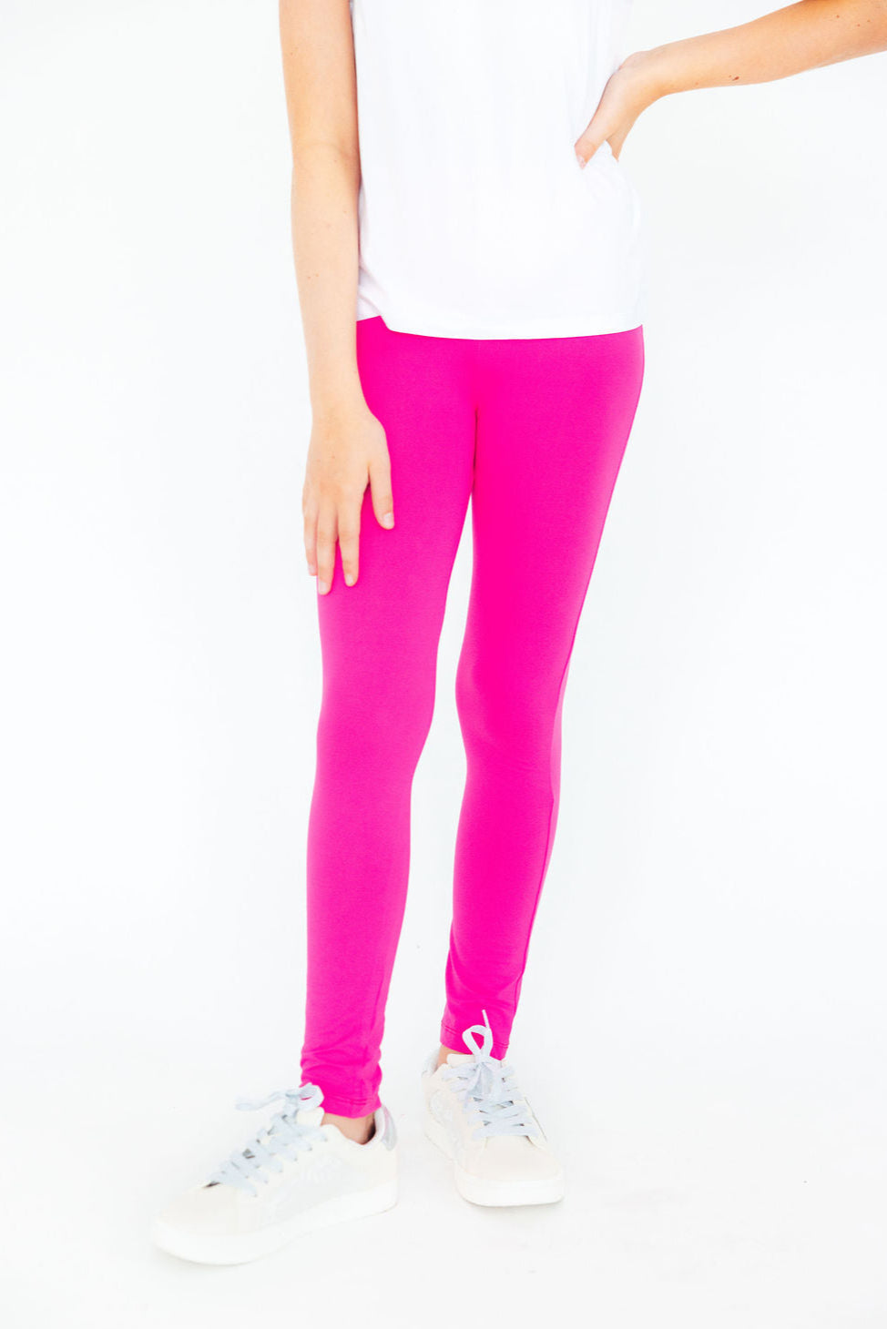 Mila & Rose hot pink organic baby toddler leggings.