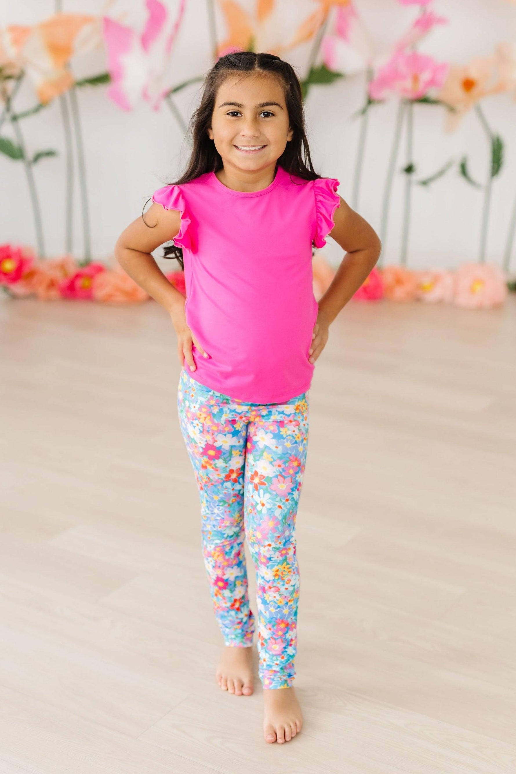 Mila & Rose Preppy Floral Leggings for baby, colorful flower print.