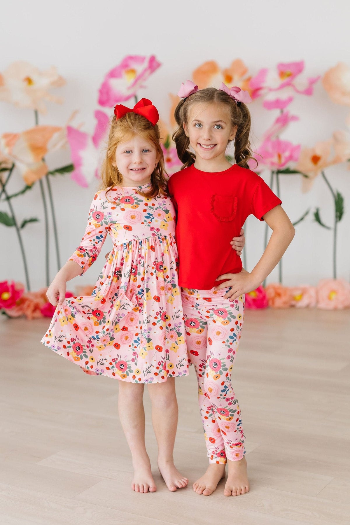 Mila & Rose girl's Bouquet Beauty 3/4 sleeve pocket twirl dress