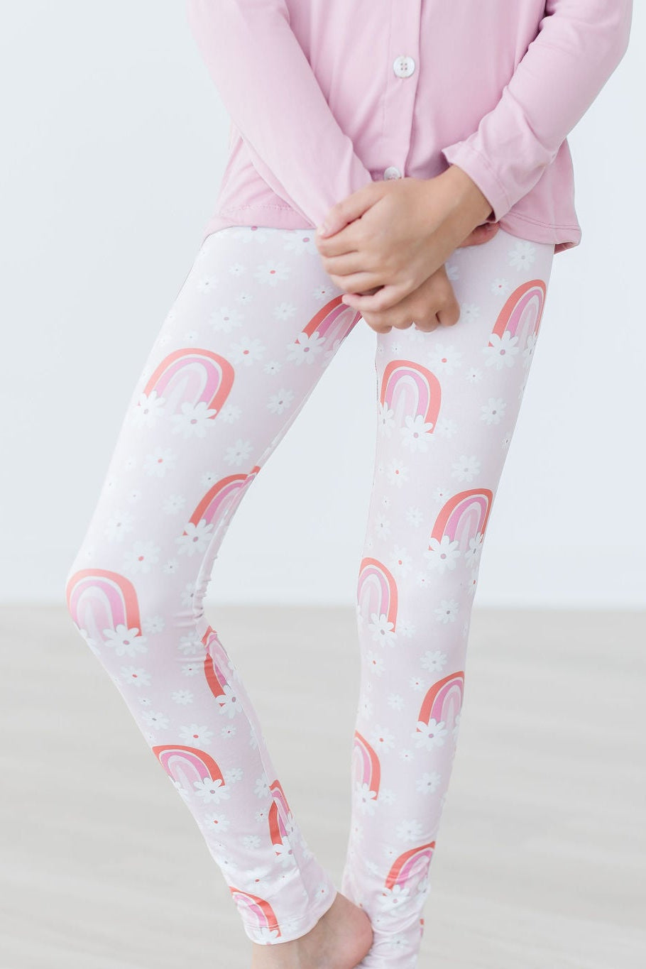 Mila & Rose Fun & Flowers leggings, colorful floral print.