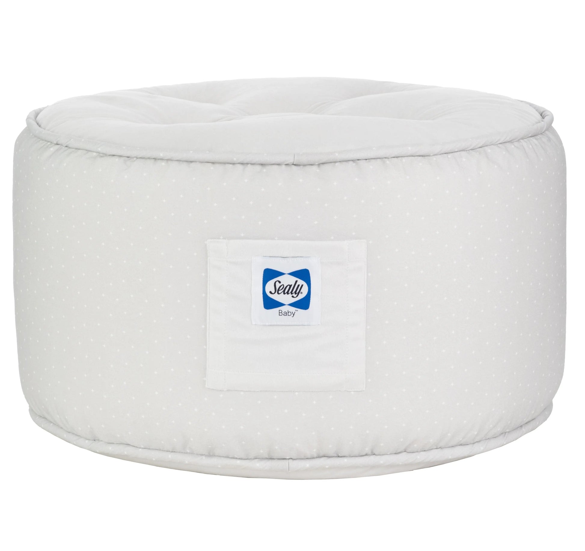Sealy Pouf Gray Dot Soft and Cuddly Toddler Furniture.
