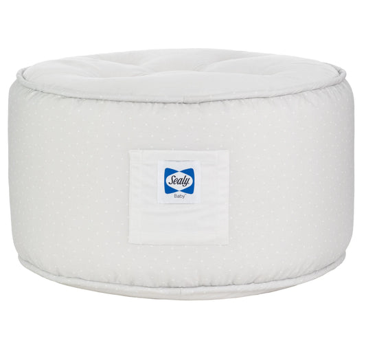 Sealy Pouf Gray Dot Soft and Cuddly Toddler Furniture.