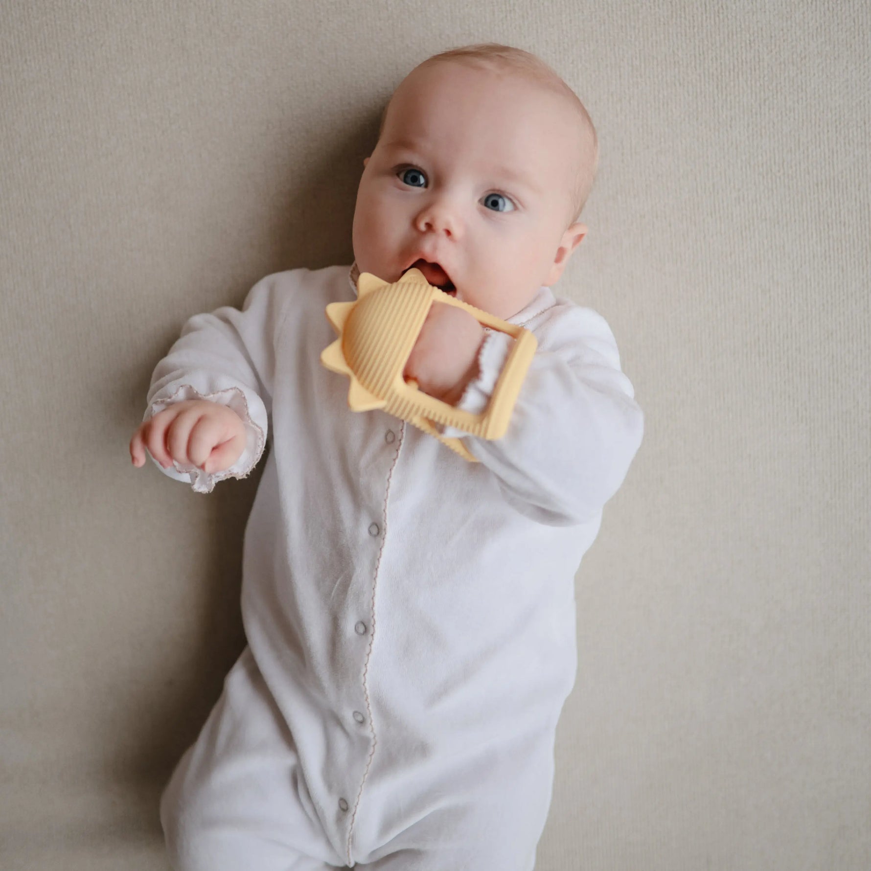 Mushie No Drop Sun Teether Sunshine Baby Toy with Easy Grip and Textured Surface - Baby & Toddler > Baby Health > Pacifiers & Teethers teether