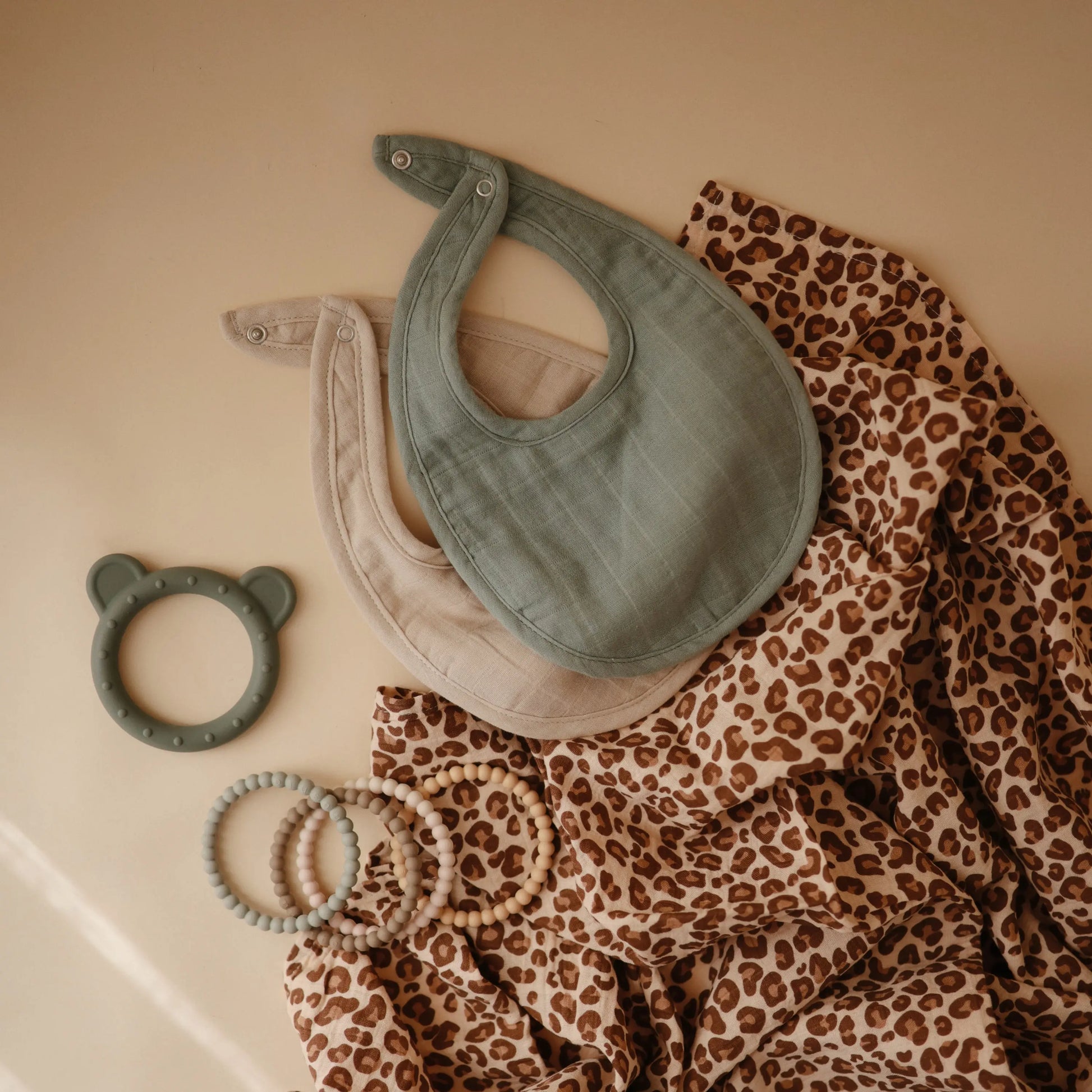 Muslin Bibs for Babies with Dual Snap Closure - Soft and Absorbent Multi-Layered Design Mushie