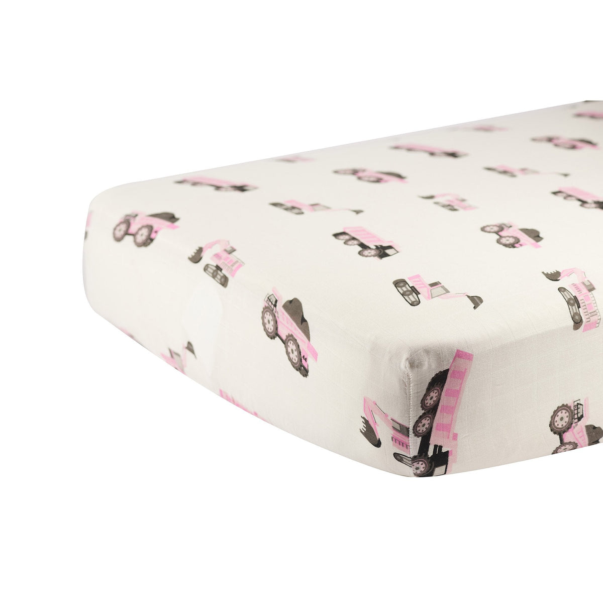 Pink Digger Bamboo Crib Sheet by Newcastle Classics (view 3 of 4)