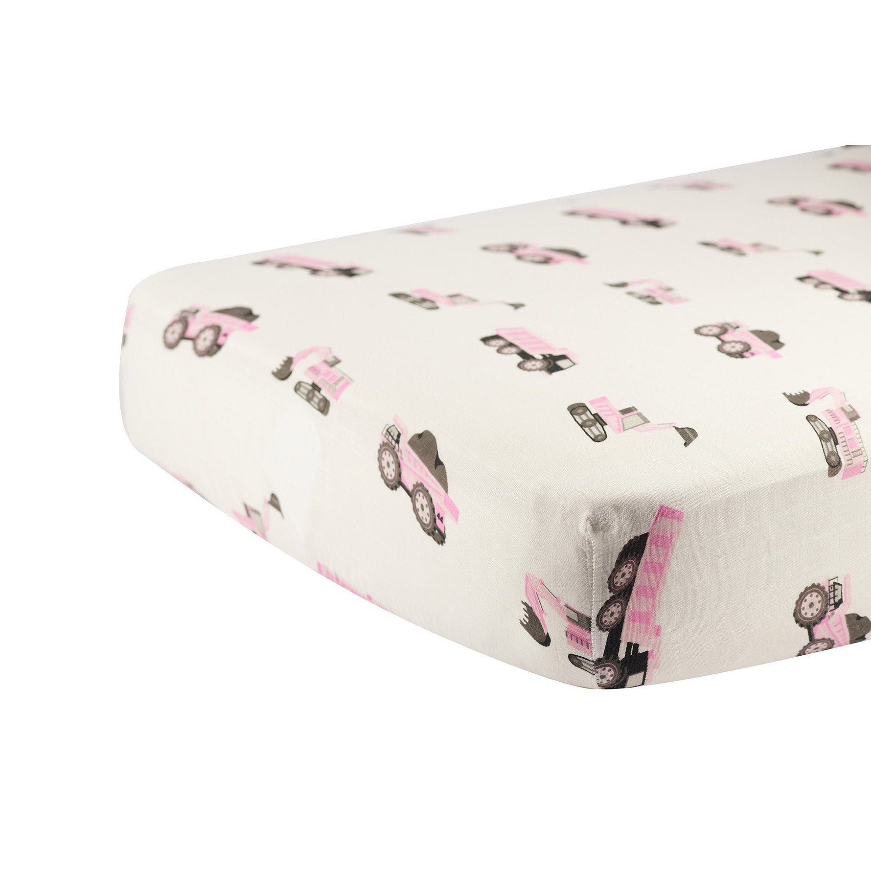 Pink Digger Bamboo Crib Sheet by Newcastle Classics (view 3 of 4)