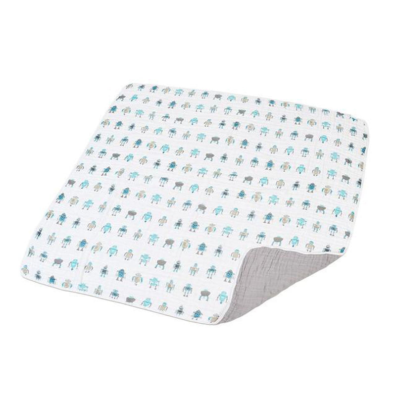 Robots Cotton Muslin Newcastle Blanket, 100% natural cotton, breathable and cozy, 47"x47".