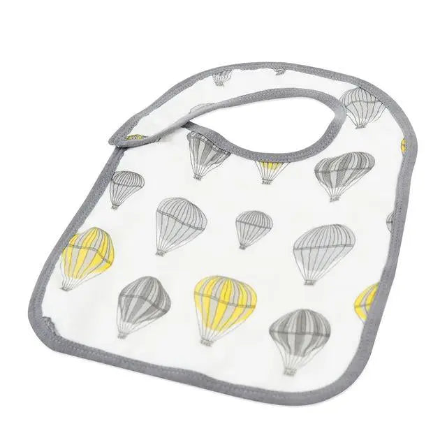 Traveler Bamboo Muslin Snap Bib with Hot Air Balloon Design