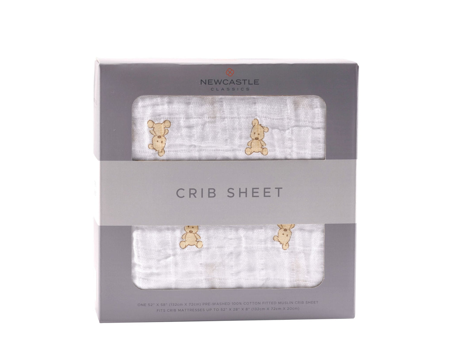 Teddy Bear Cotton Muslin Crib Sheet by Newcastle Classics at Everetts Place