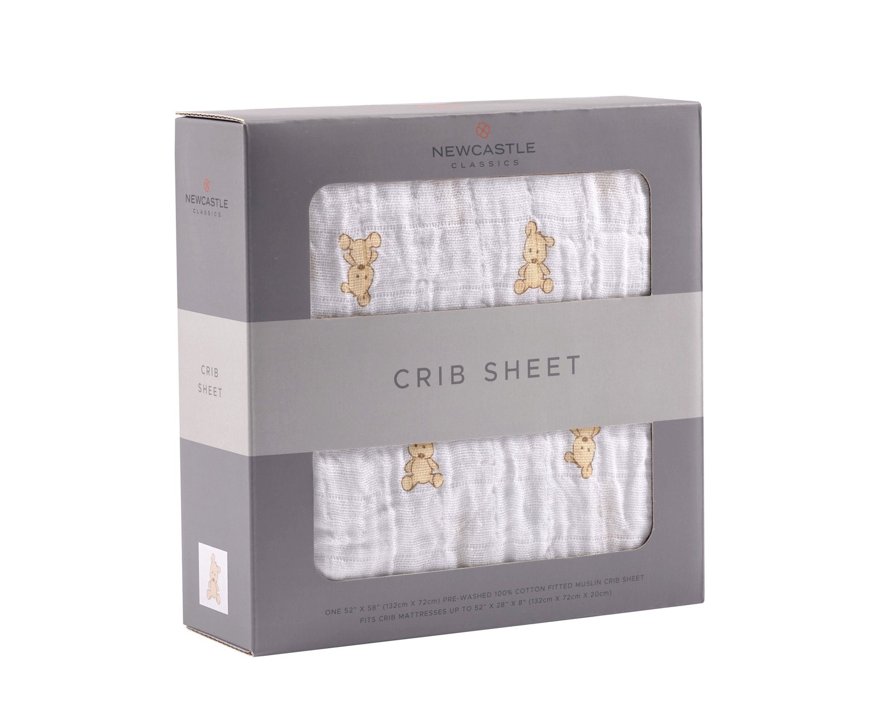 Teddy Bear Cotton Muslin Crib Sheet by Newcastle Classics at Everetts Place