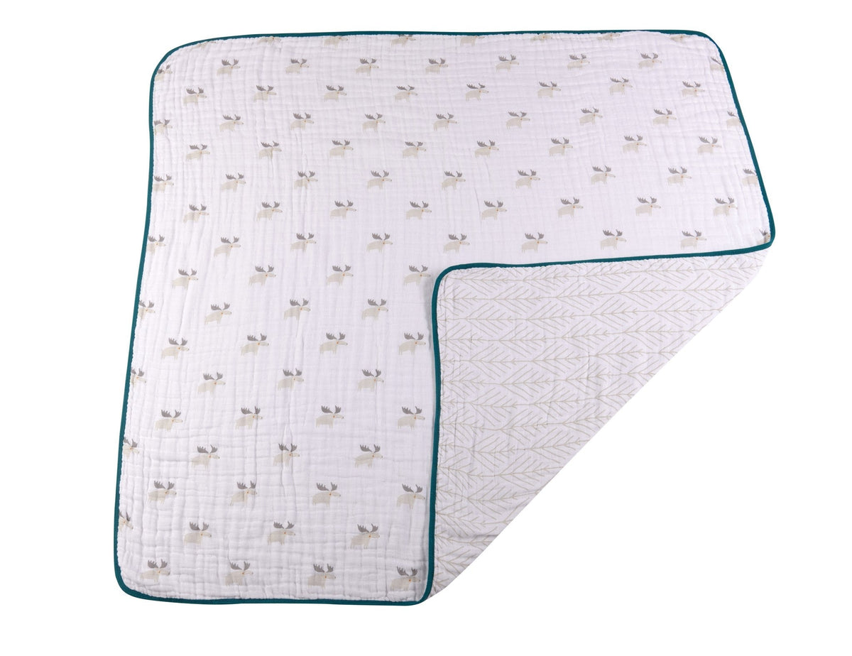 Mister Moose and Forest Arrow Cotton Muslin Newcastle Blanket by Newcastle Classics