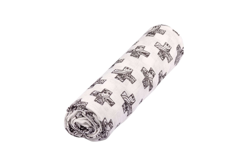 Nordic Stamp Bamboo Muslin Swaddle, soft breathable blanket, 100% natural bamboo fibers.