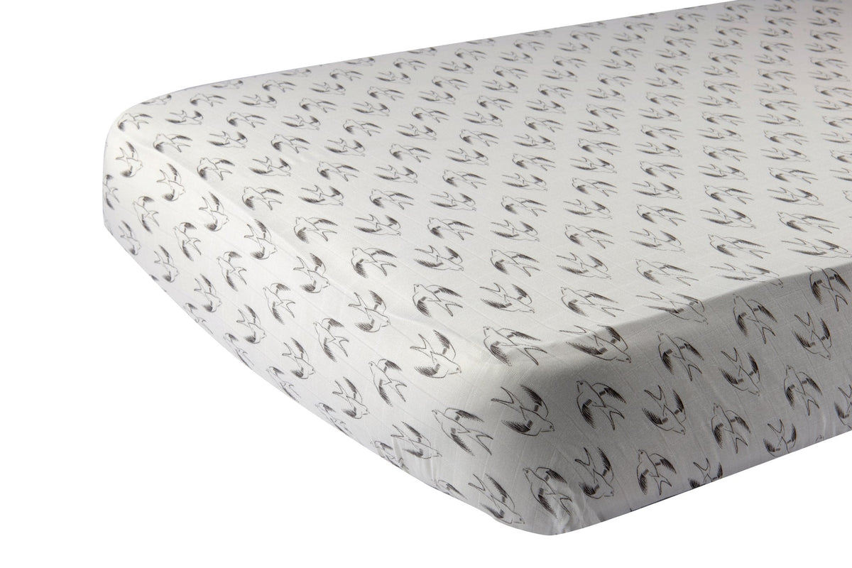 Sparrows Cotton Muslin Crib Sheet by Newcastle Classics at Everetts Place