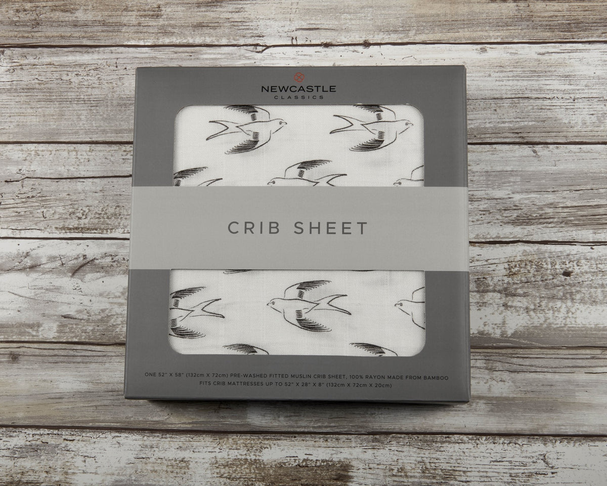 Sparrows Cotton Muslin Crib Sheet by Newcastle Classics at Everetts Place