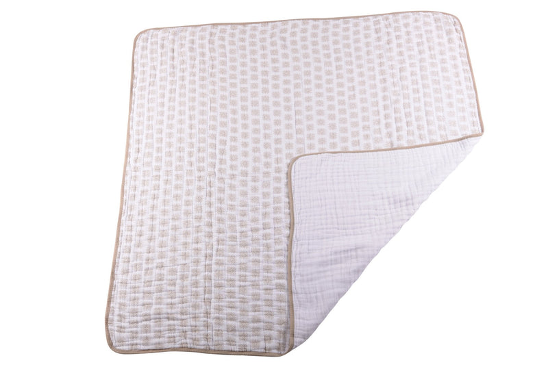 Flower Child Cotton Muslin Newcastle Blanket, four-layer natural cotton, cozy and breathable.