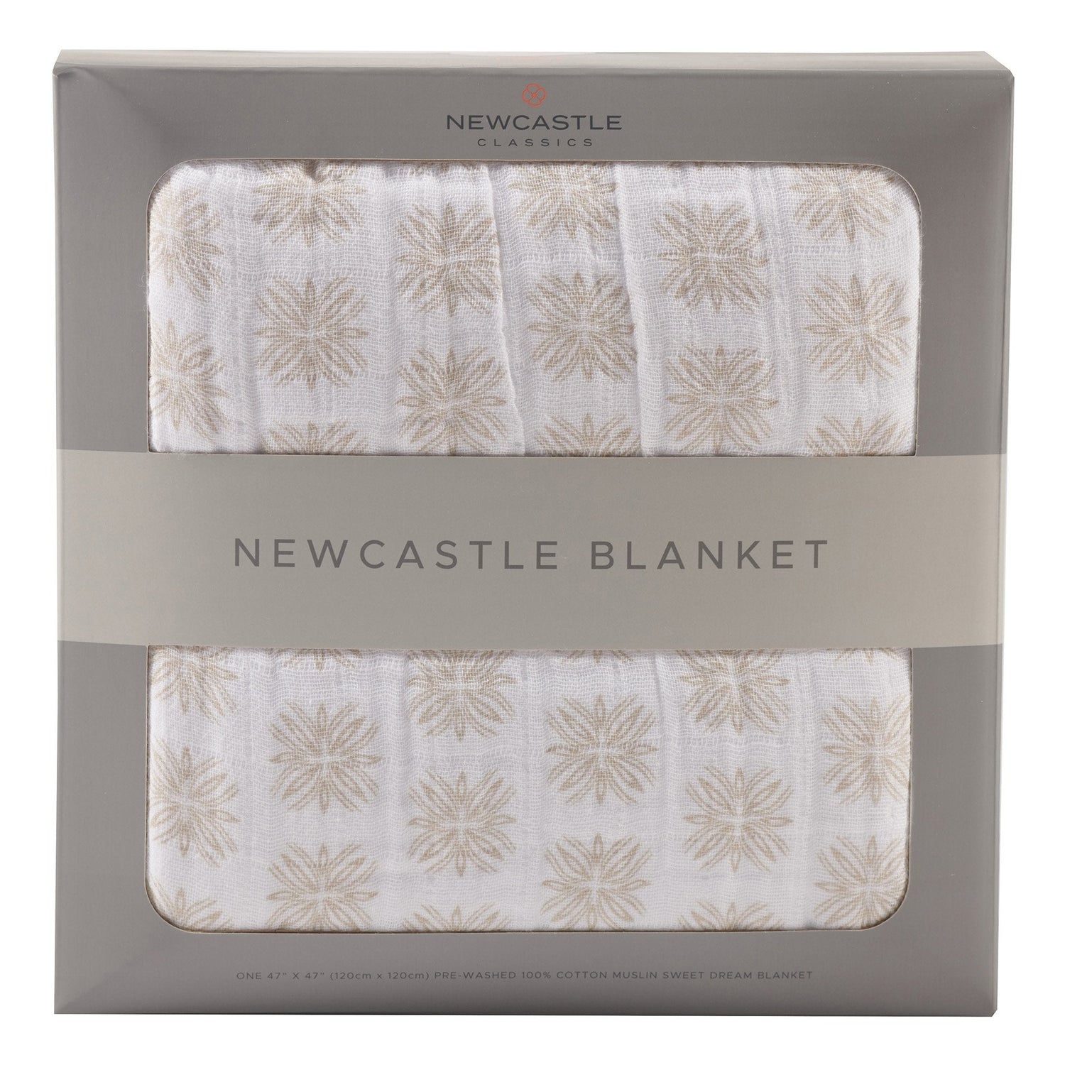 Cotton muslin blanket in a Flower Child floral print, folded to show its soft layered fabric