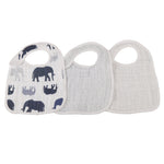 Cotton Muslin Snap Bibs, In the Wild Elephant, 3-Pack by Newcastle Classics (view 5 of 6)