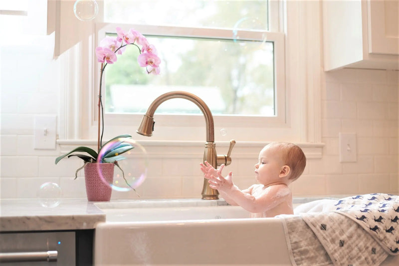 Blue Deer Cotton Washcloth Set 3PK in plush cotton with playful prints, perfect for bath time.