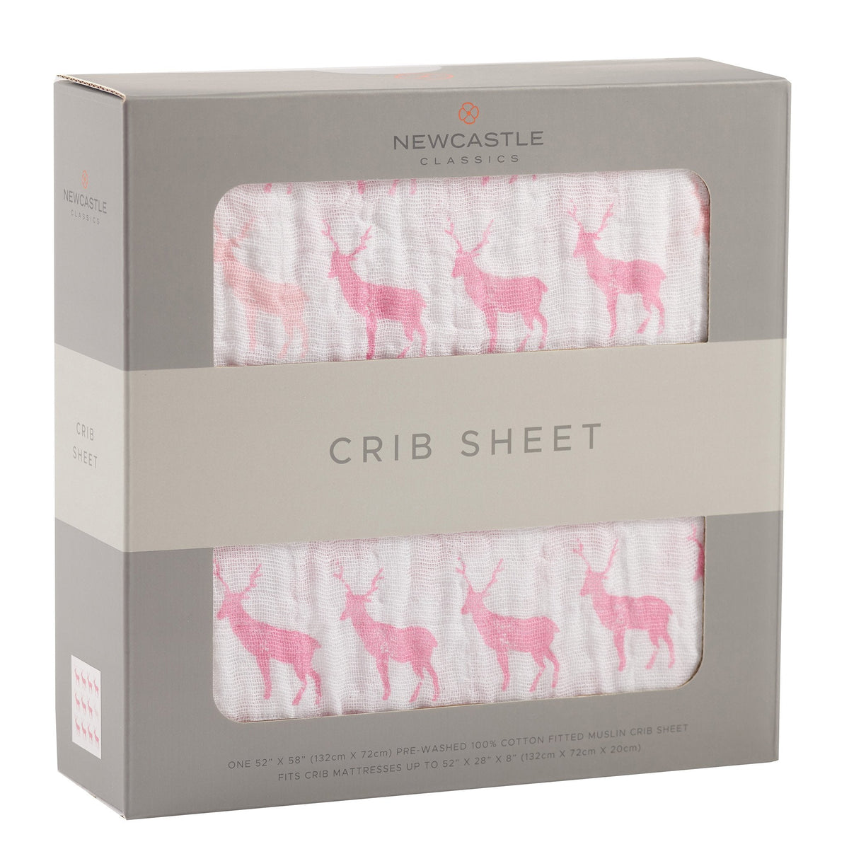 Pink Deer Cotton Muslin Crib Sheet by Newcastle Classics (view 3 of 3)