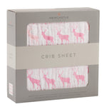 Pink Deer Cotton Muslin Crib Sheet by Newcastle Classics (view 3 of 3)