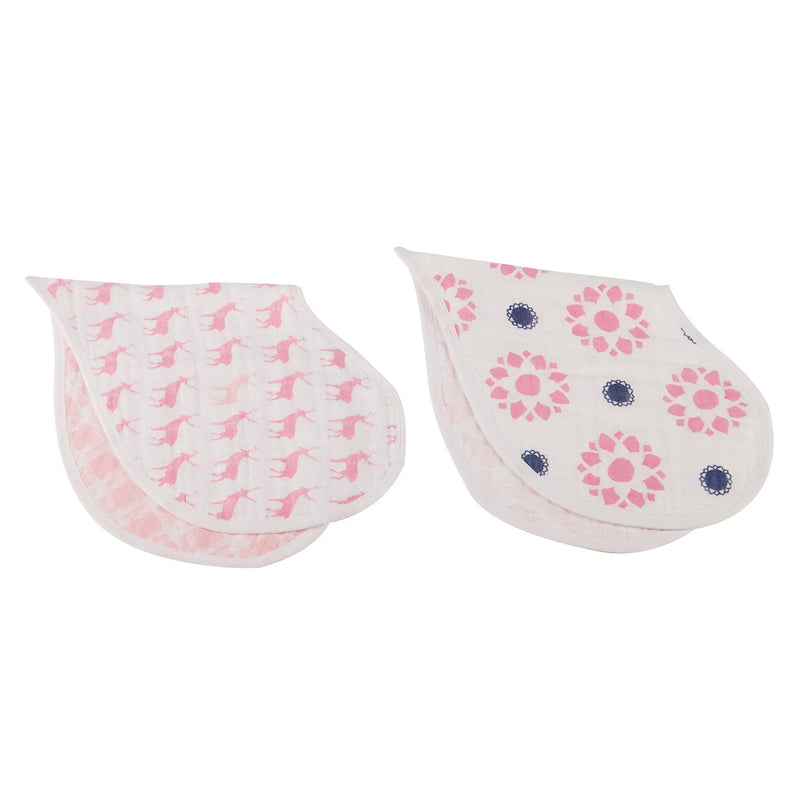 Pop of Pink Cotton Heart Bibs with Absorbent Muslin Fabric