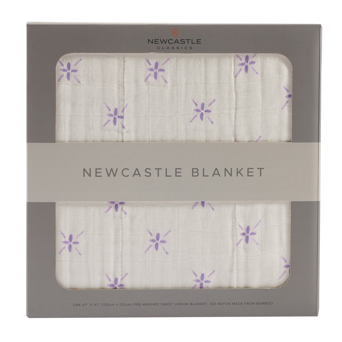 Lavender Flower and White Bamboo Muslin Newcastle Blanket - Stitch | Everetts Place