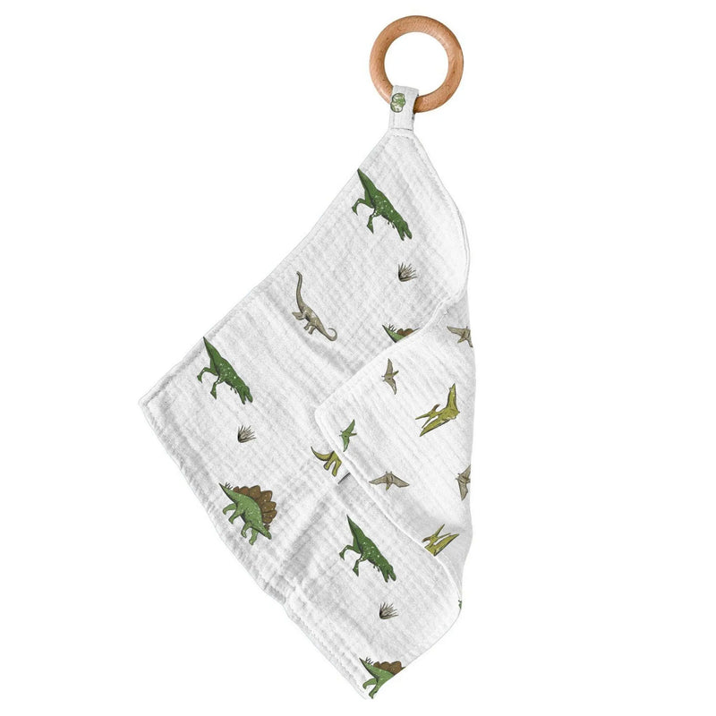 Dino Days & Pteranodon teether with cotton blankie and removable wooden ring.