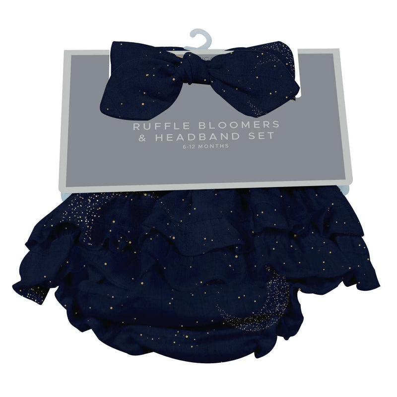 Midnight Moon Bamboo Bloomer Headband Set for babies, 0-12 months, 100% bamboo, Goodnight Bear Collection.