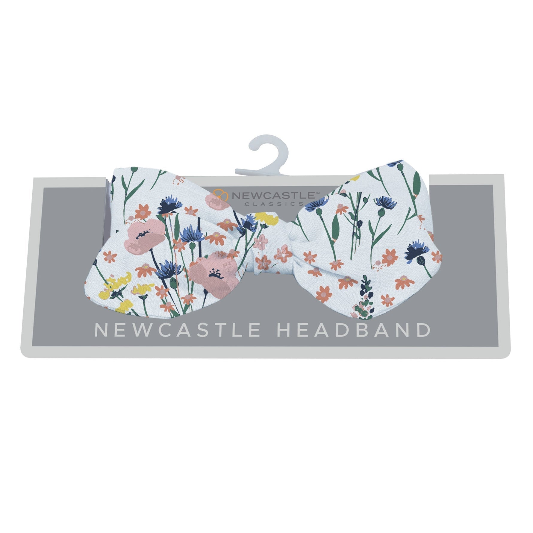 Baby headband in a wildflowers floral print made of bamboo fabric