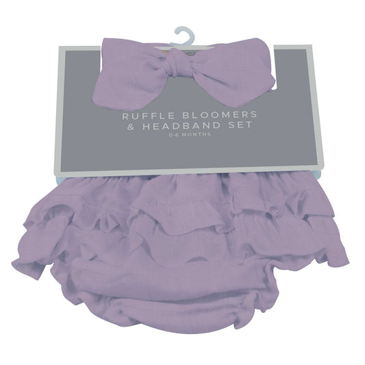 Orchid Lavender Ruffle Bloomers and Headband Set for Infants 0 to 12 Months 100 Percent Cotton Newcastle Classics