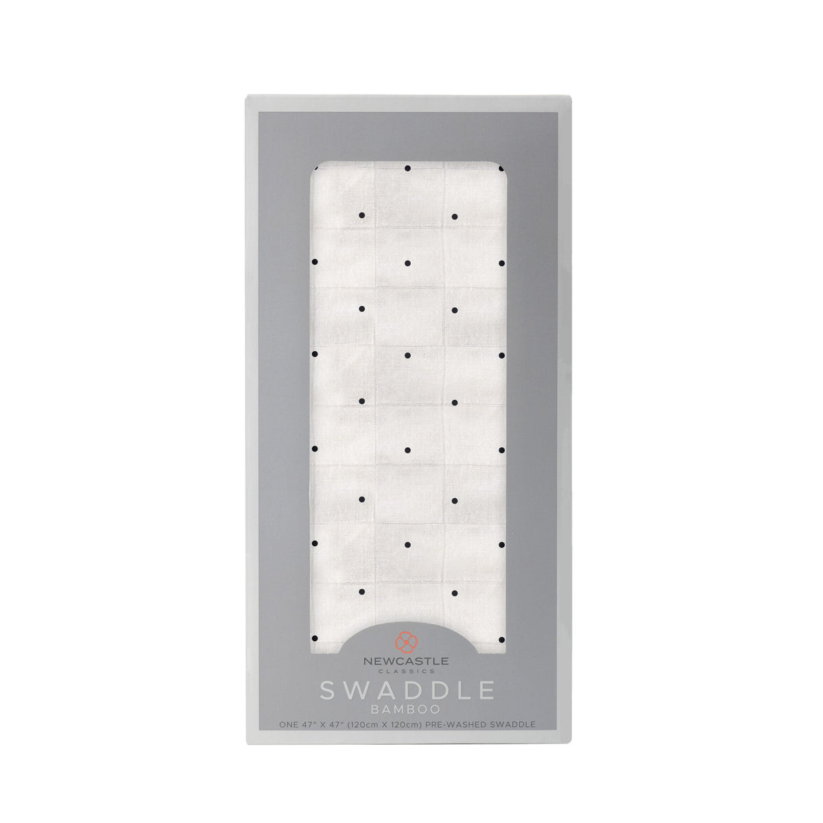 Organic Black and White Polka Dot Bamboo Swaddle by Newcastle Classics at Everetts Place