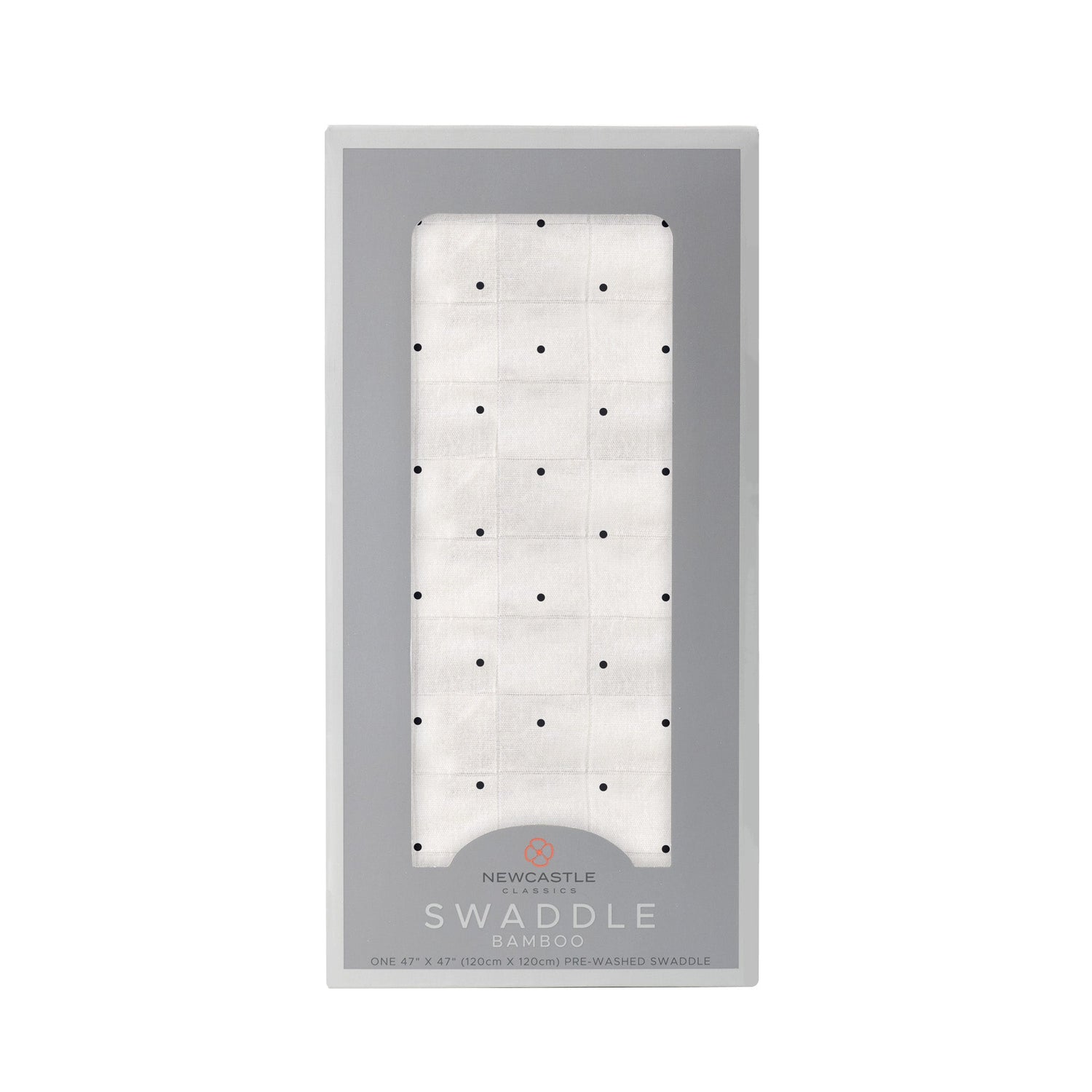 Organic Black and White Polka Dot Bamboo Swaddle by Newcastle Classics at Everetts Place