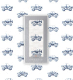 Newcastle Classics soft indigo monster trucks organic cotton baby swaddle.