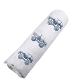 Indigo Monster Trucks Cotton Swaddle by Newcastle Classics