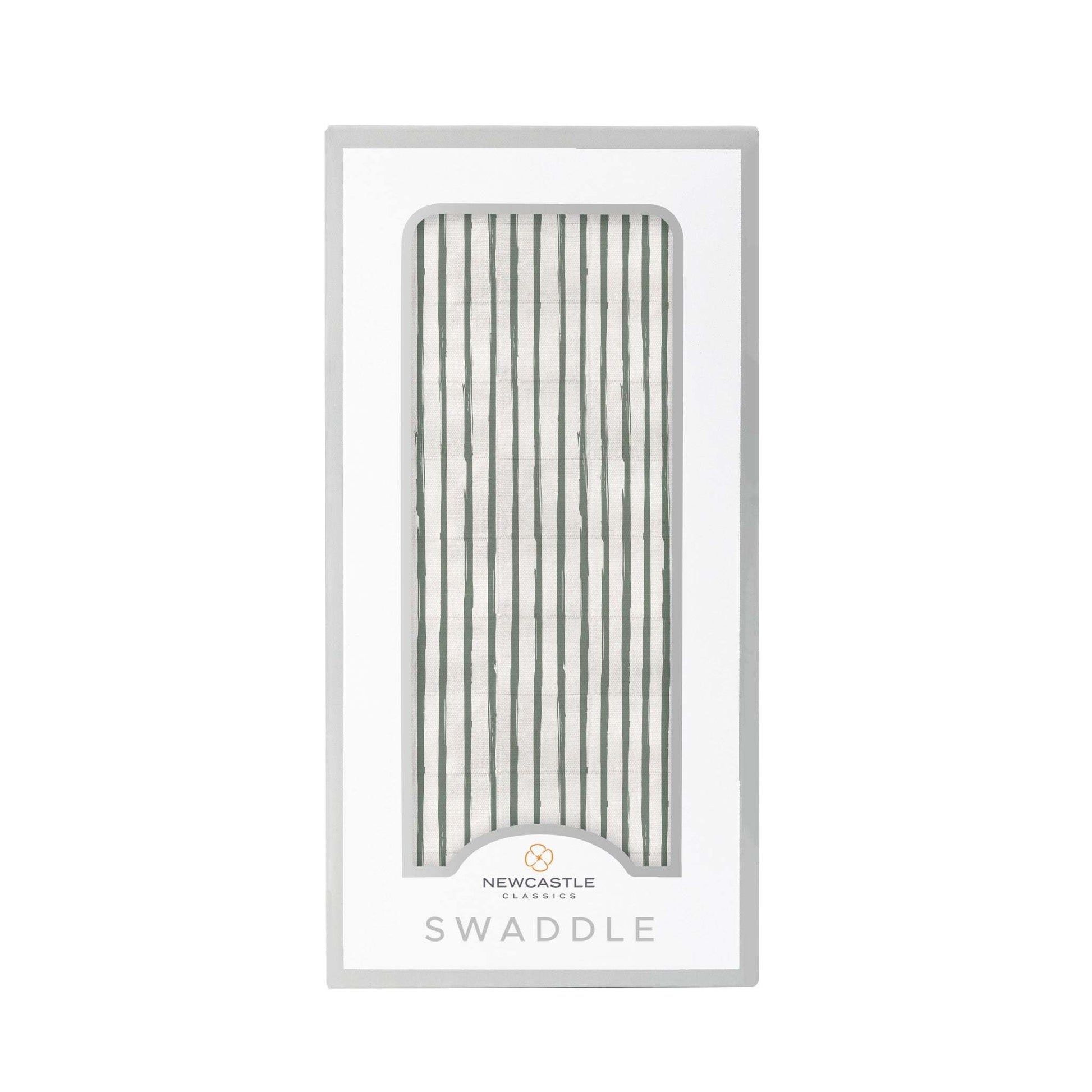 Sage Green Stripe Bamboo Swaddle Blanket Soft Breathable Muslin Fabric Newcastle Classics