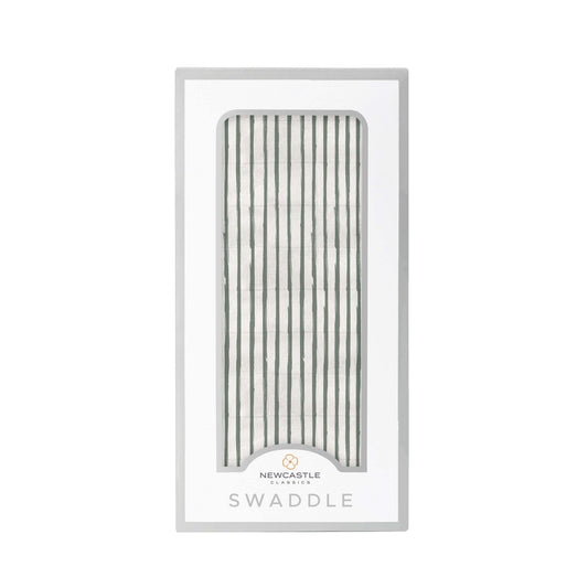 Sage Green Stripe Bamboo Swaddle Blanket Soft Breathable Muslin Fabric Newcastle Classics