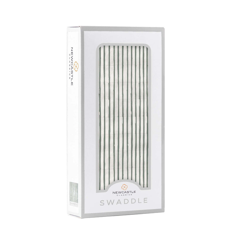 Sage Green Stripe Bamboo Swaddle in Gift Box
