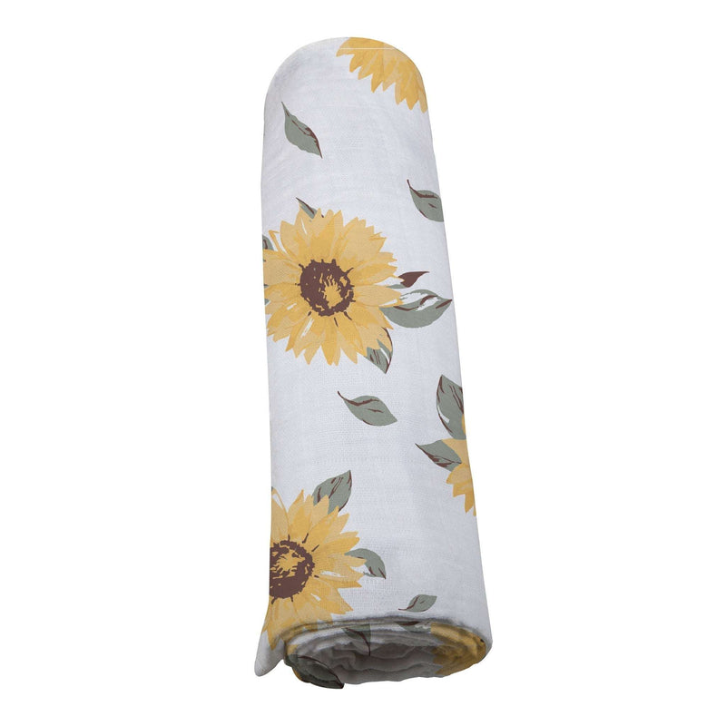 Sunflower Farm Bamboo Swaddle, soft breathable muslin, natural bamboo fibers, 47"x47".