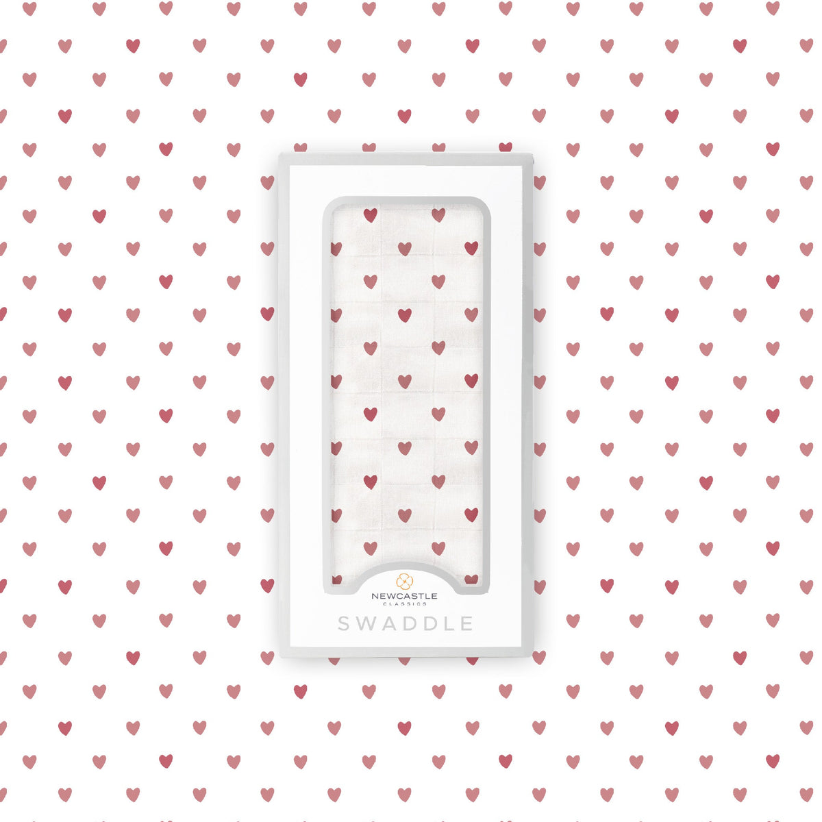 Organic Two Hearts Bamboo Swaddle by Newcastle Classics at Everetts Place