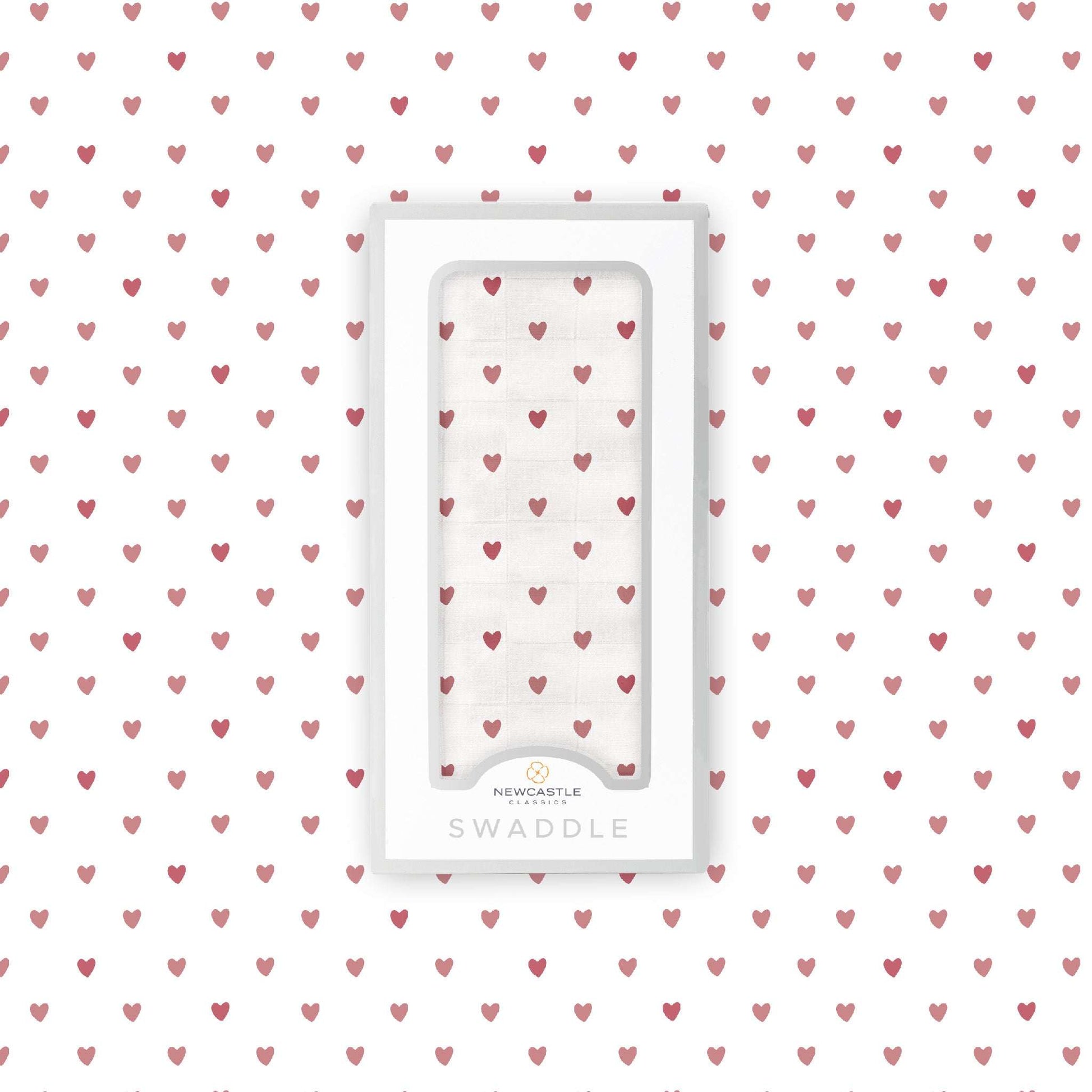 Two Hearts Bamboo Swaddle Blanket Soft Breathable Muslin Versatile Nursing Cover Changing Pad Cover Burp Cloth Tummy Time Blanket Newcastle Classics