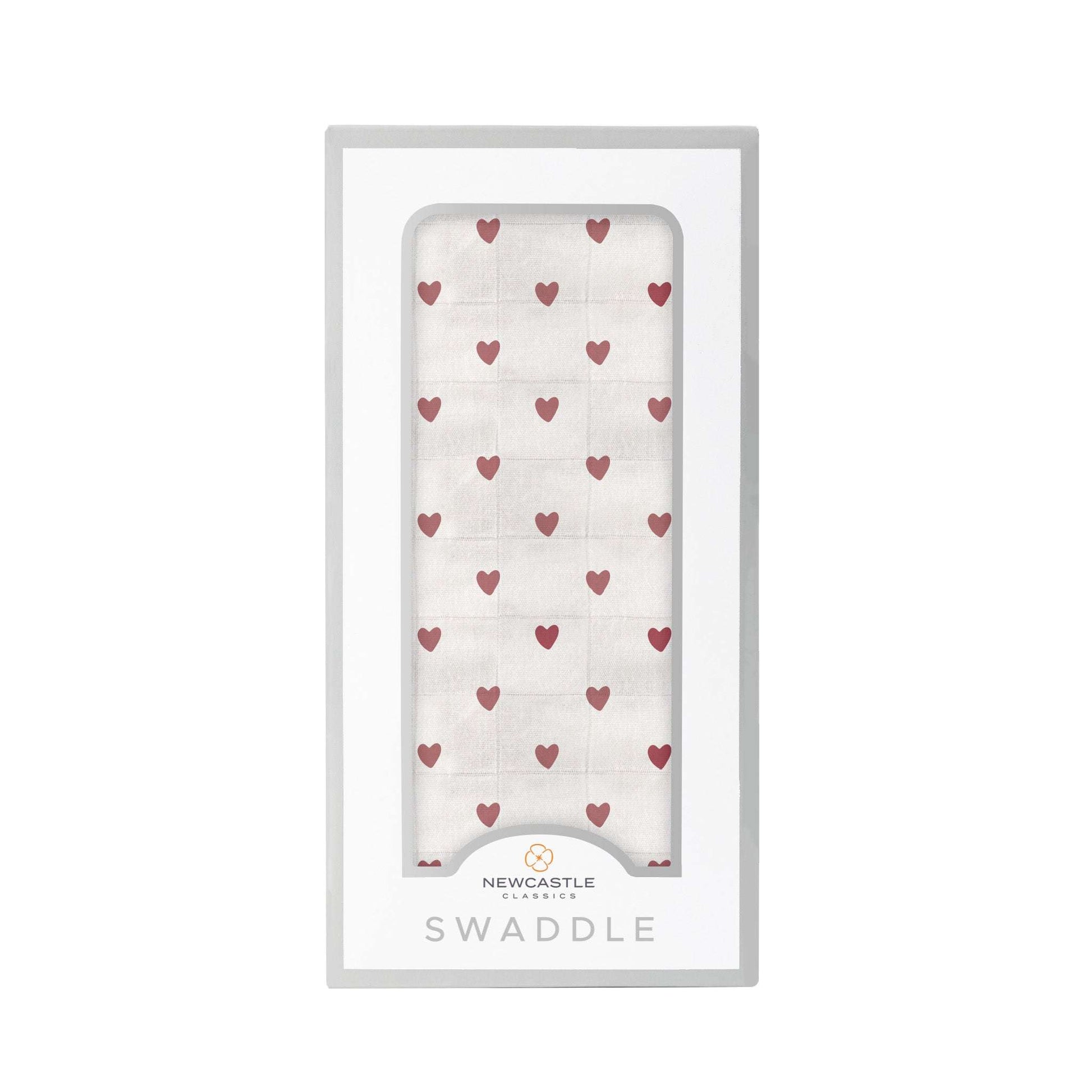 Two Hearts Bamboo Swaddle Blanket Soft Breathable Muslin Versatile Nursing Cover Changing Pad Cover Burp Cloth Tummy Time Blanket Newcastle Classics