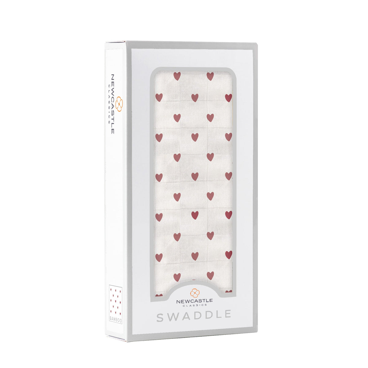 Organic Two Hearts Bamboo Swaddle by Newcastle Classics at Everetts Place