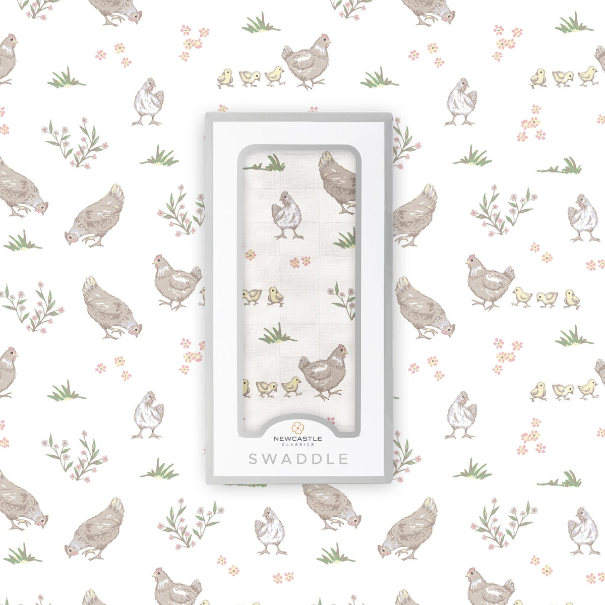 Farm Chickens Bamboo Swaddle by Newcastle Classics