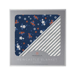 Bamboo muslin baby blanket with soft serenity-toned Finley stripe pattern